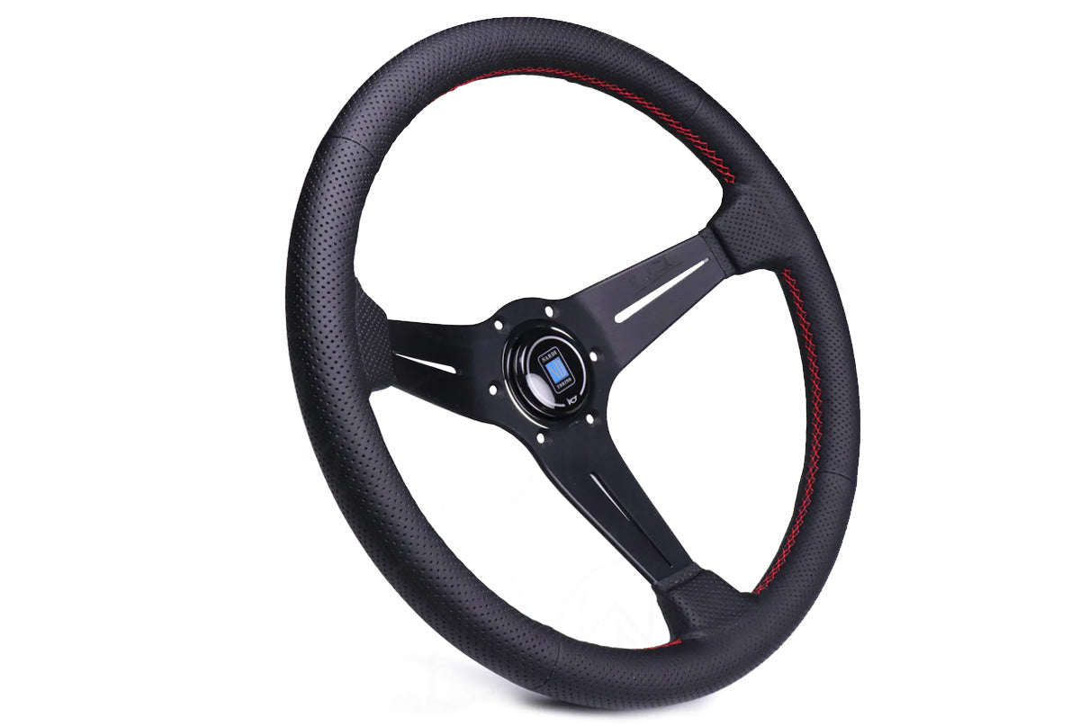 NARDI SPORT RALLY DEEP CORN STEERING WHEEL - 350MM PERFORATED LEATHER / RED STITCH