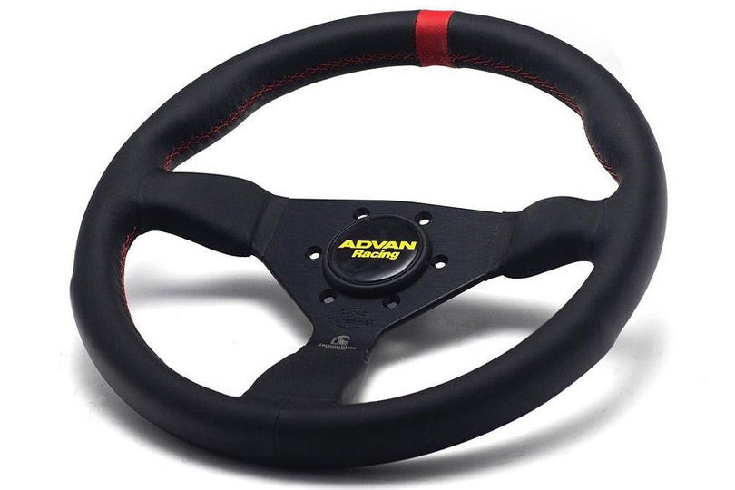 Personal Grinta x Advan Steering Wheel - 330mm / Leather / Red Stitching