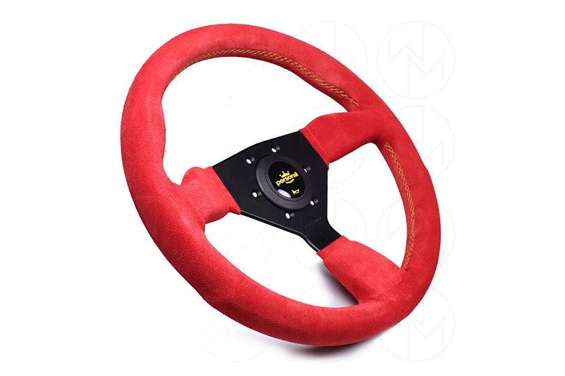 Personal Grinta Steering Wheel -  330mm Red Suede / Yellow Stitching
