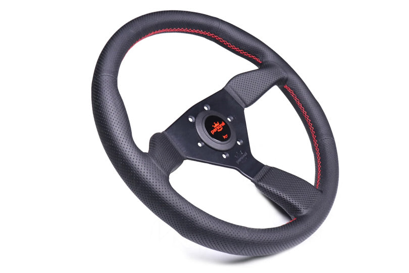 Personal Grinta Steering Wheel - 330mm-350mm / Perforated Leather / Red Stitching